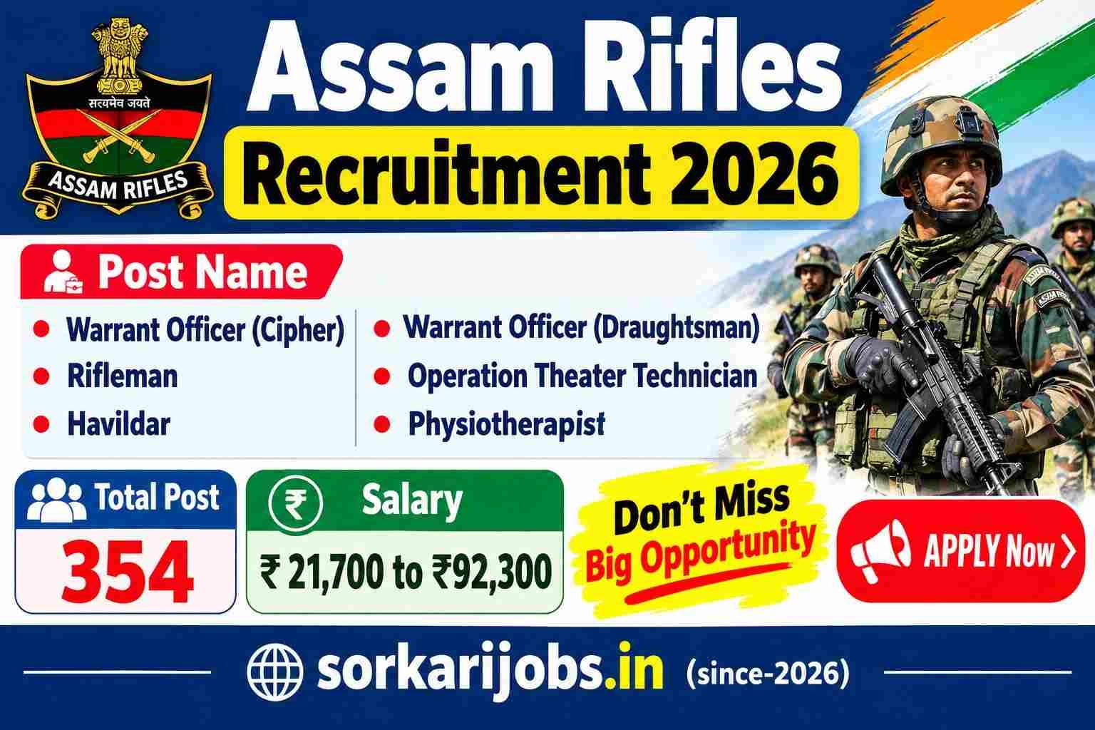 Assam Rifles Recruitment 2026