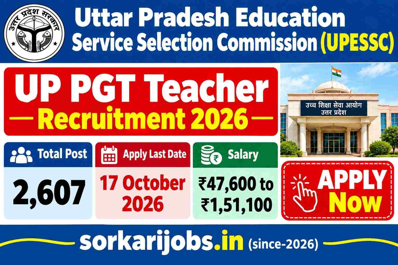 UP PGT Teacher Recruitment 2026