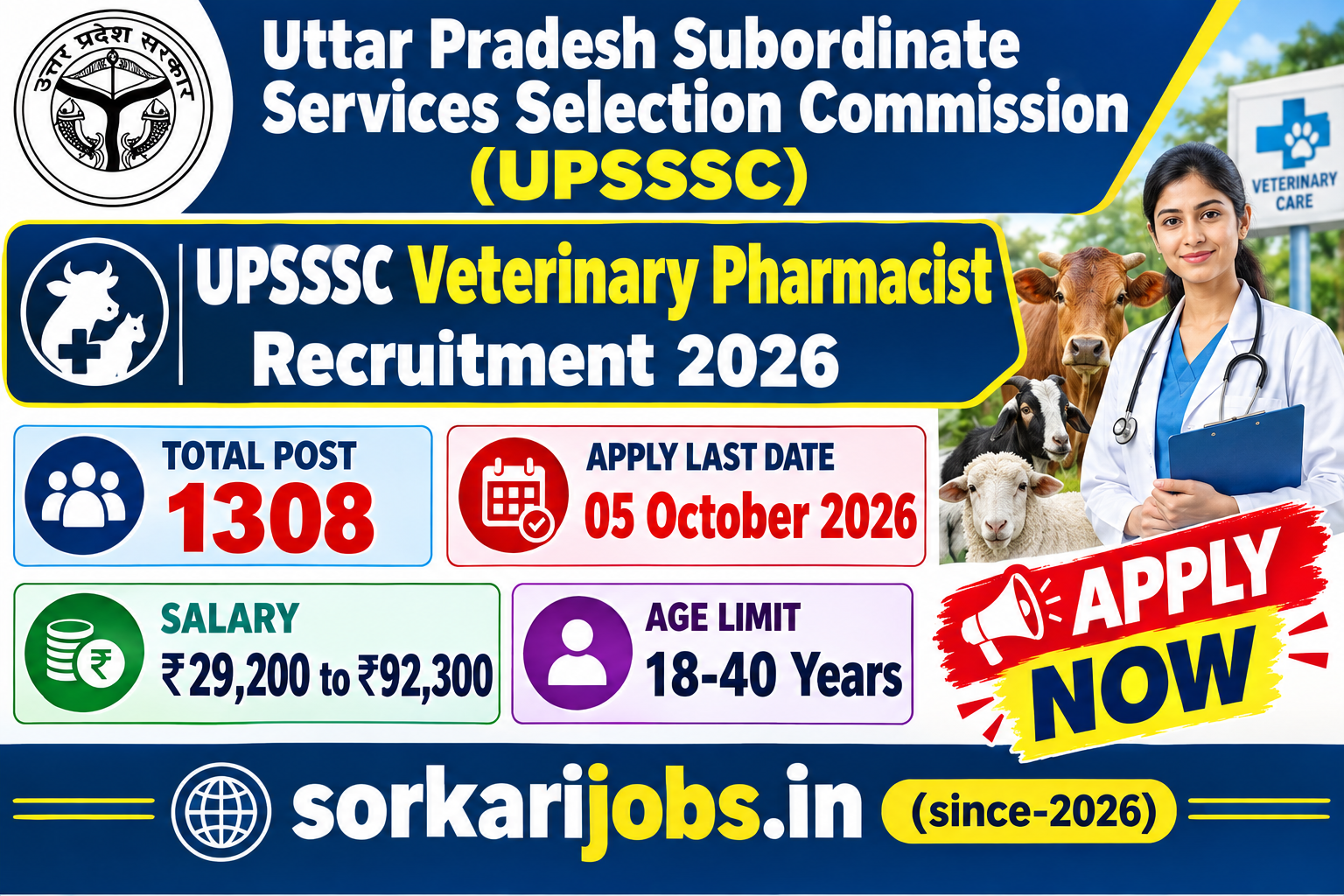 UPSSSC Veterinary Pharmacist Recruitment 2026