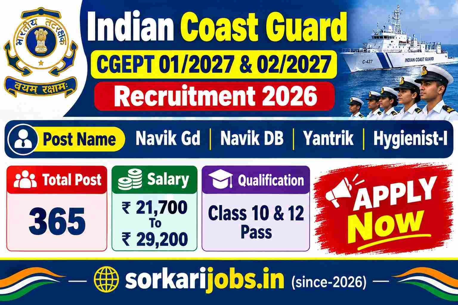 Indian Coast Guard CGEPT Recruitment 2026